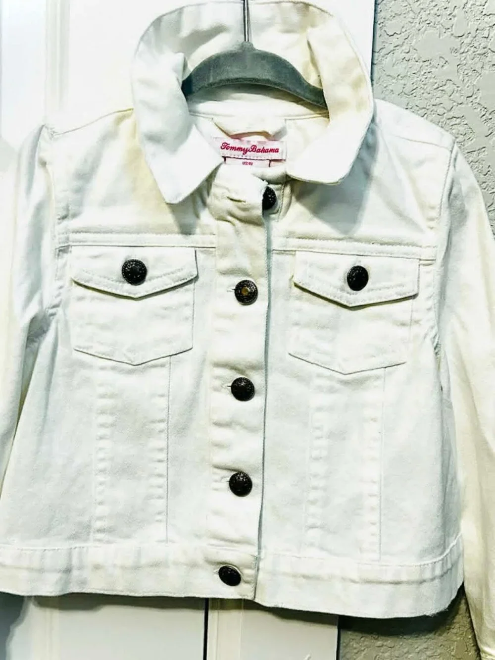 New TOMMY BAHAMA Baby Girl White Jean Jacket 4T